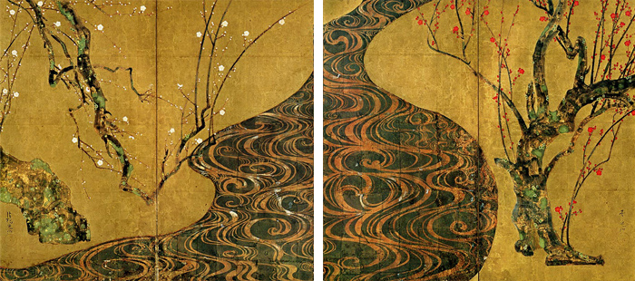 紅白梅図屏風 width=